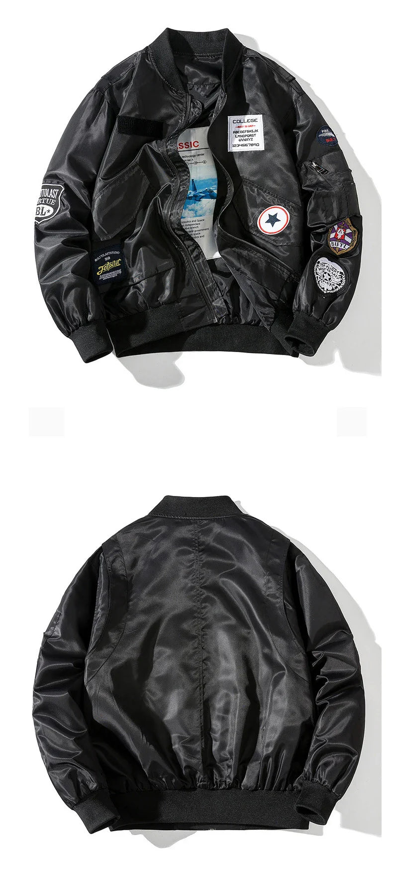 Retro Letter Embroidered Elastic Waist Jacket