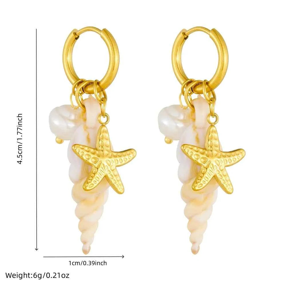 Glamorous Waterproof Pearl Conch Earrings
