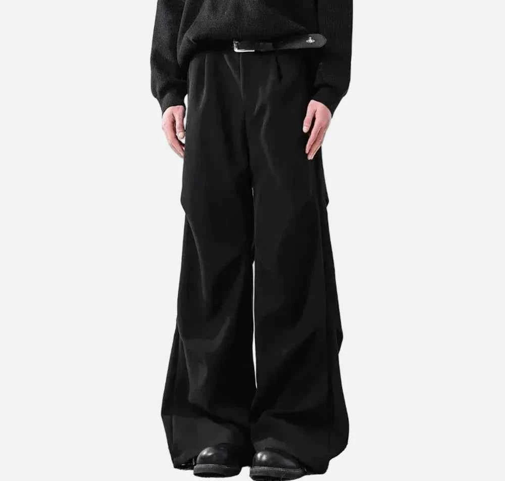 Classic Micro Flared Pleated Casual Pants
