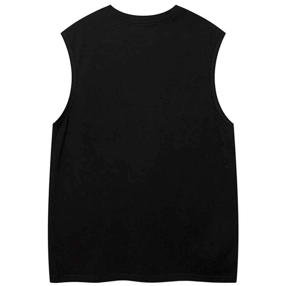 Y2K Cool Oversized Star Patchwork Sleevless T-Shirt