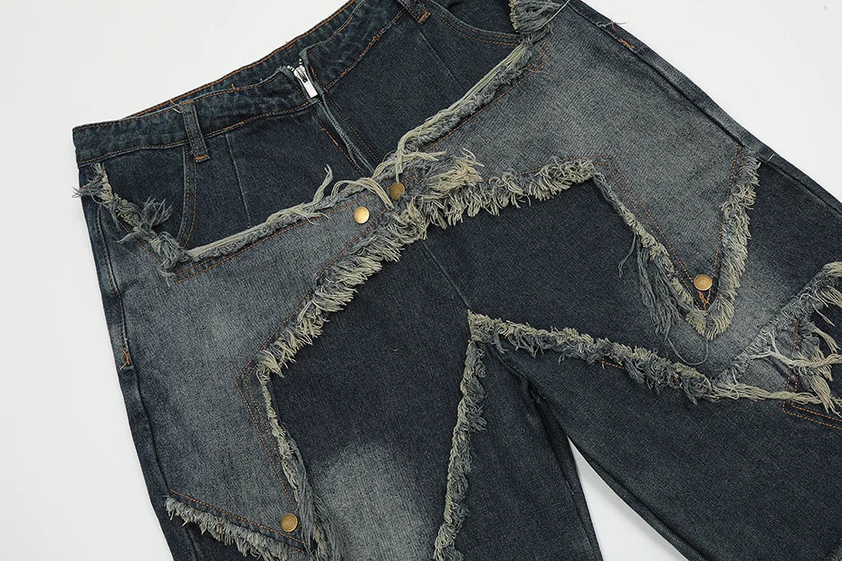 Blue Denim Tassel Star Shorts