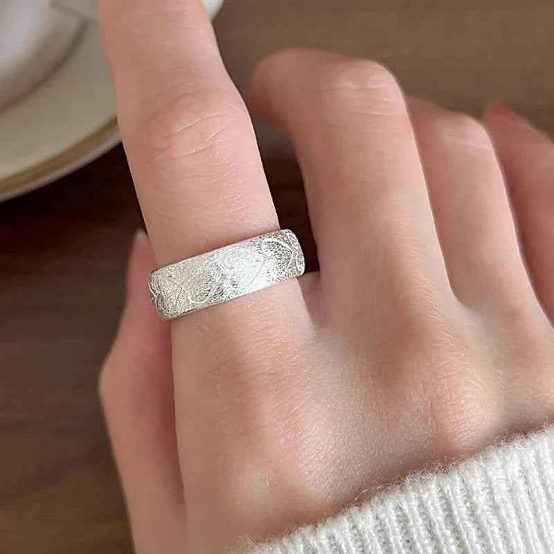 Heart Link Geometric Punk Stackable Ring