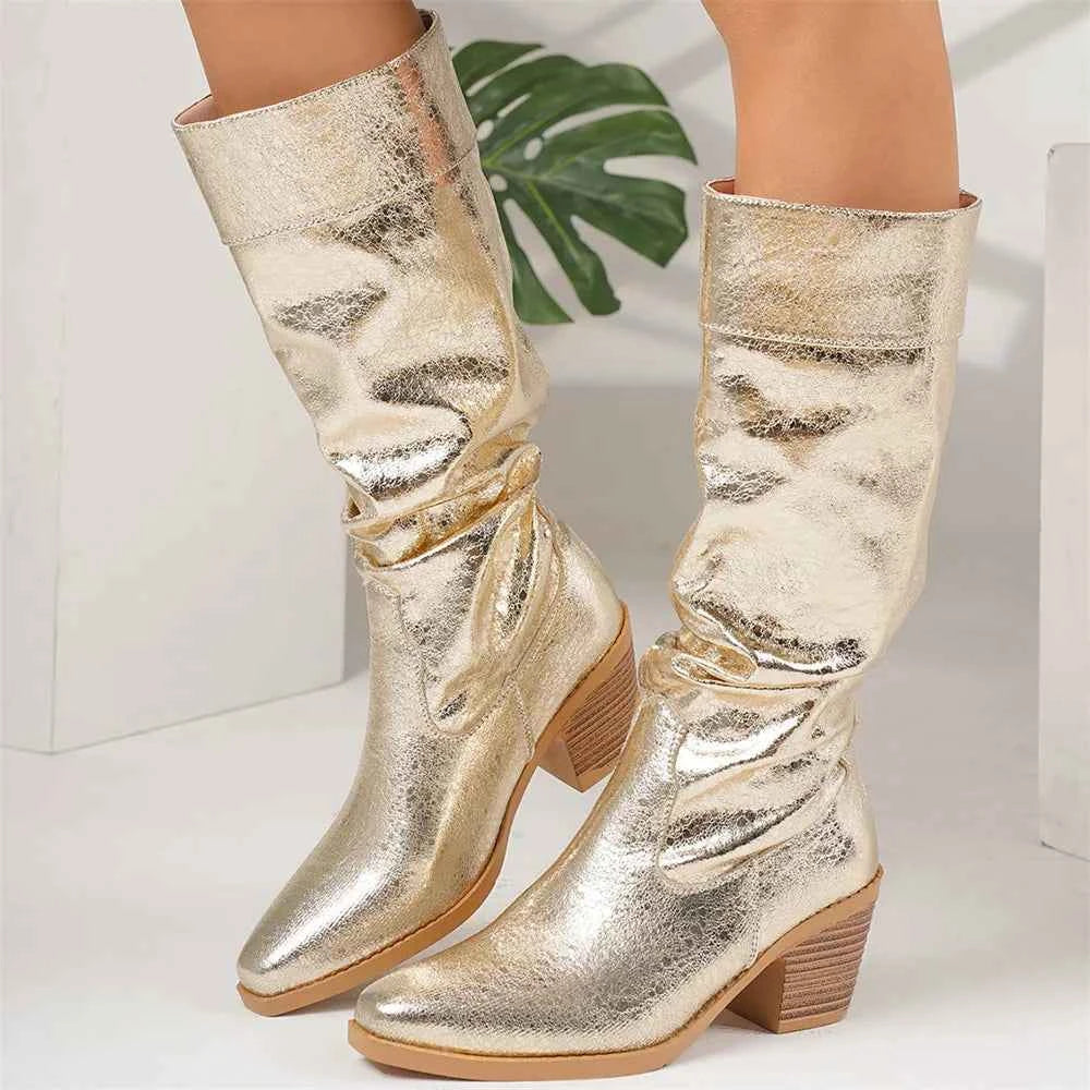 Chic Pointed Toe Heeled Cowboy Boots
