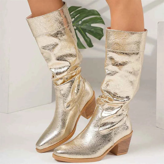 Chic Pointed Toe Heeled Cowboy Boots