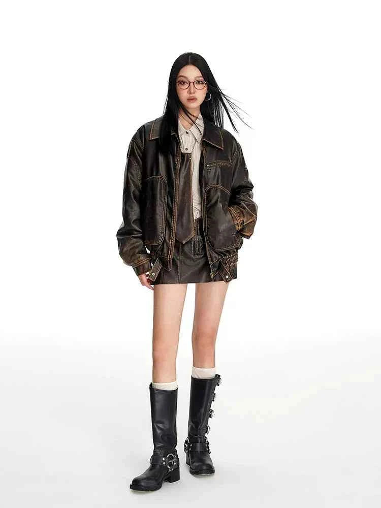 Cool Vintage Distressed Leather Jacket