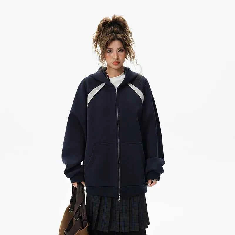 Y2K Minimalist Solid Color Casual Sweatshirt