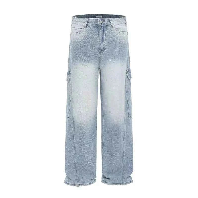 Vintage Wide Leg Cargo Denim Jeans
