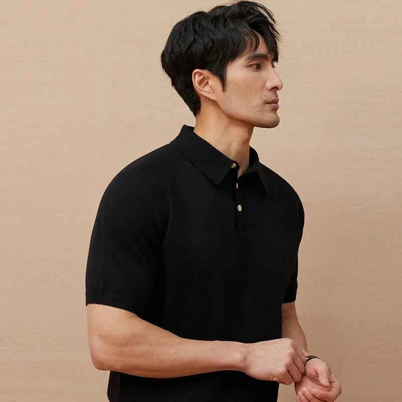 Classic Comfort Luxury Knitted Polo Short Sleeve T-Shirt