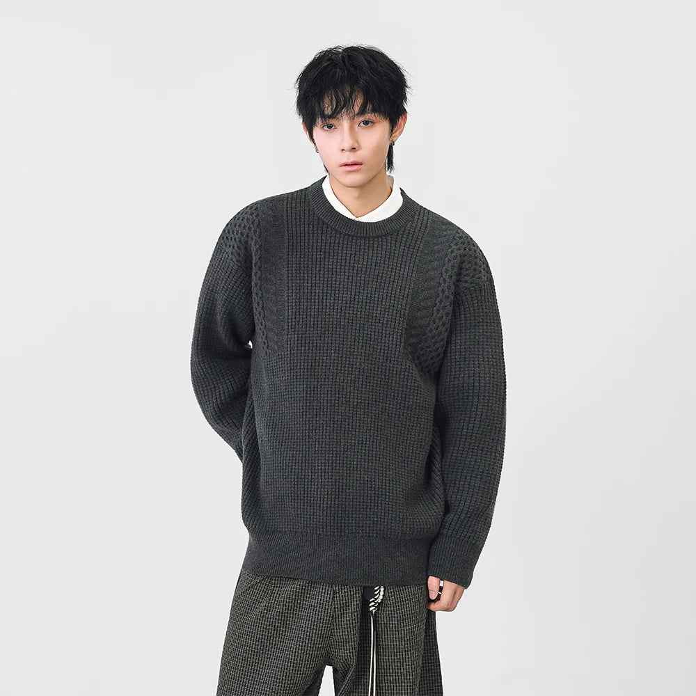 Y2K Cozy Textured Crew Neck Sweater