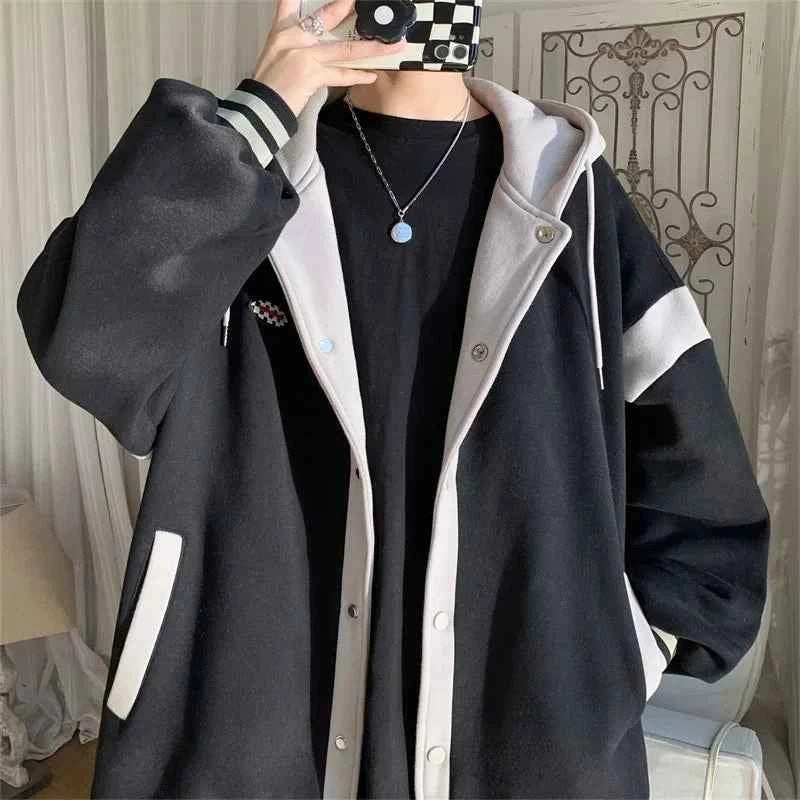 Y2K Stylish Patchwork Hooded Varsity Jacket