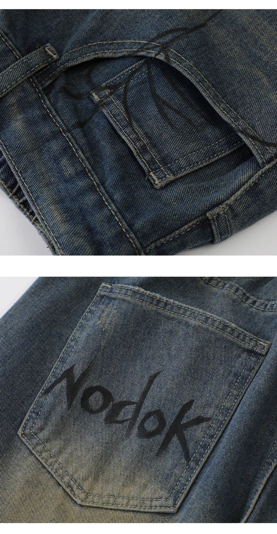 Nodok Spider Cobweb Blue Jean Shorts