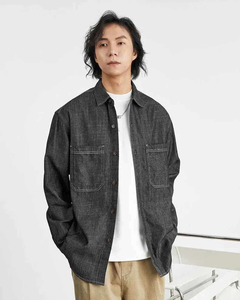 Men's Retro Casual American Denim Long Shirt