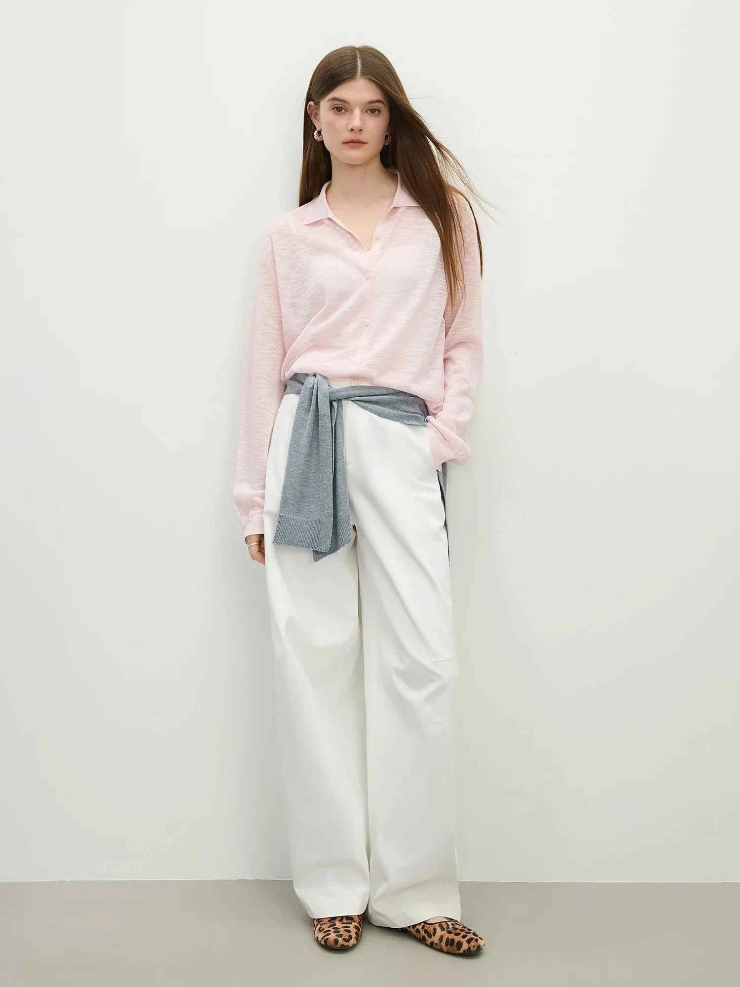 Women Classic Retro Soft Bamboo Linen Knitted Cardigan