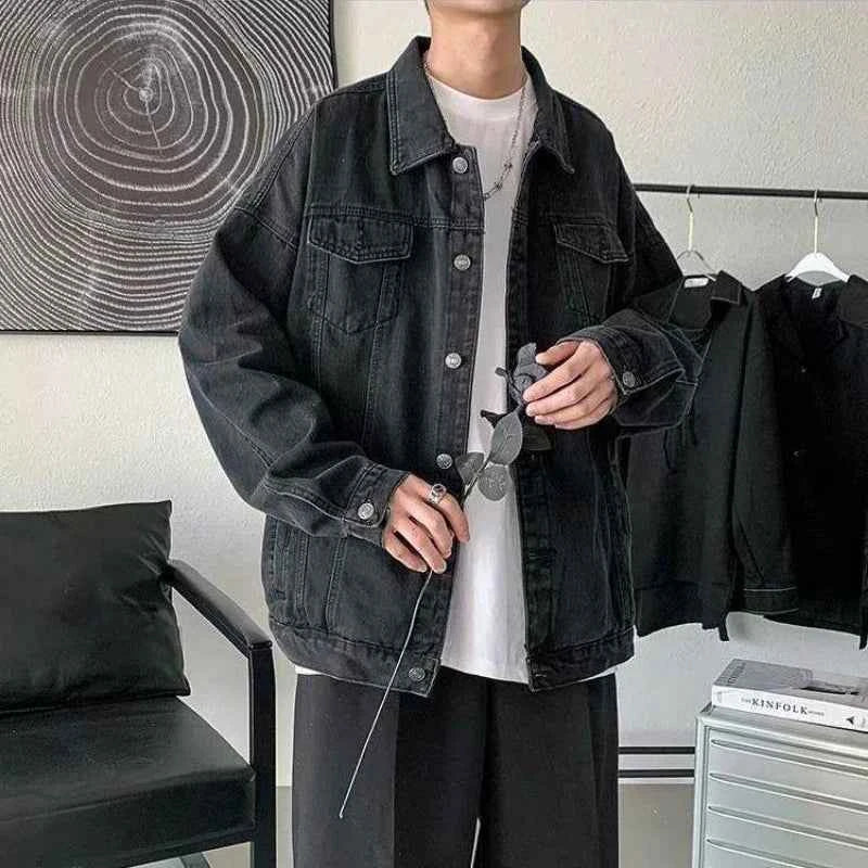 Solid Color Casual Loose Button Denim Jacket