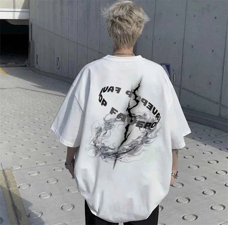 Gothic Letter Print Crewneck T-Shirt