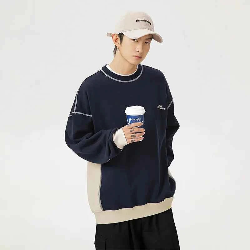 Insulated Loose Casual Letter Splice Sweatshirt
