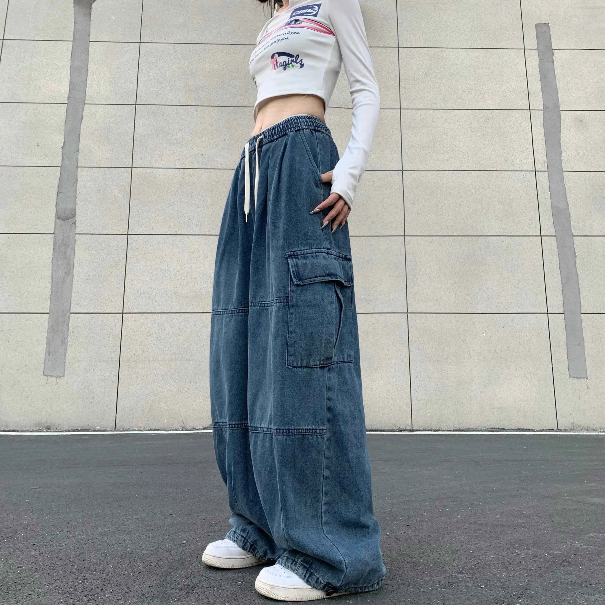 Y2K Effortless Wide Leg Cargo Jeans