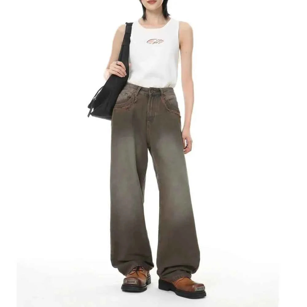 Streetwear Washed Retro Casual Pants Spring Jeans