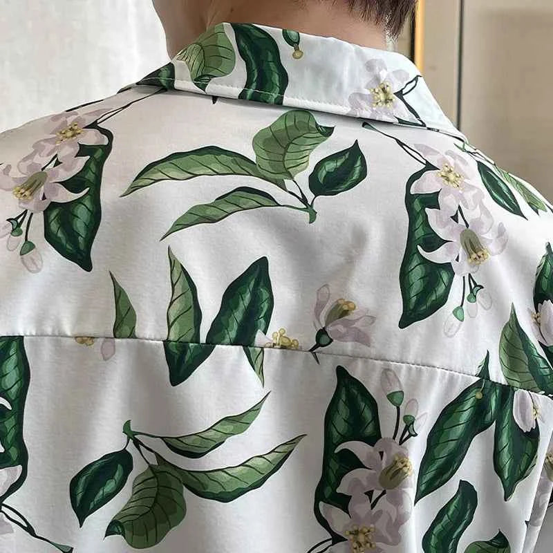 Casual Vintage Flower Print Hawaiian Beach Shirt