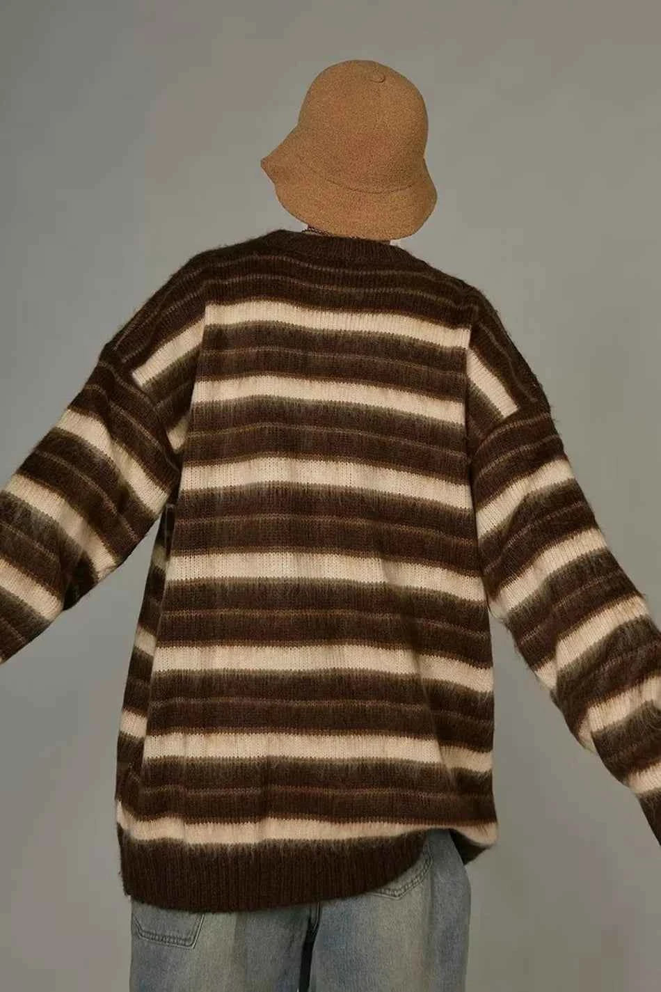 Vintage American Style Striped Knitted Sweater