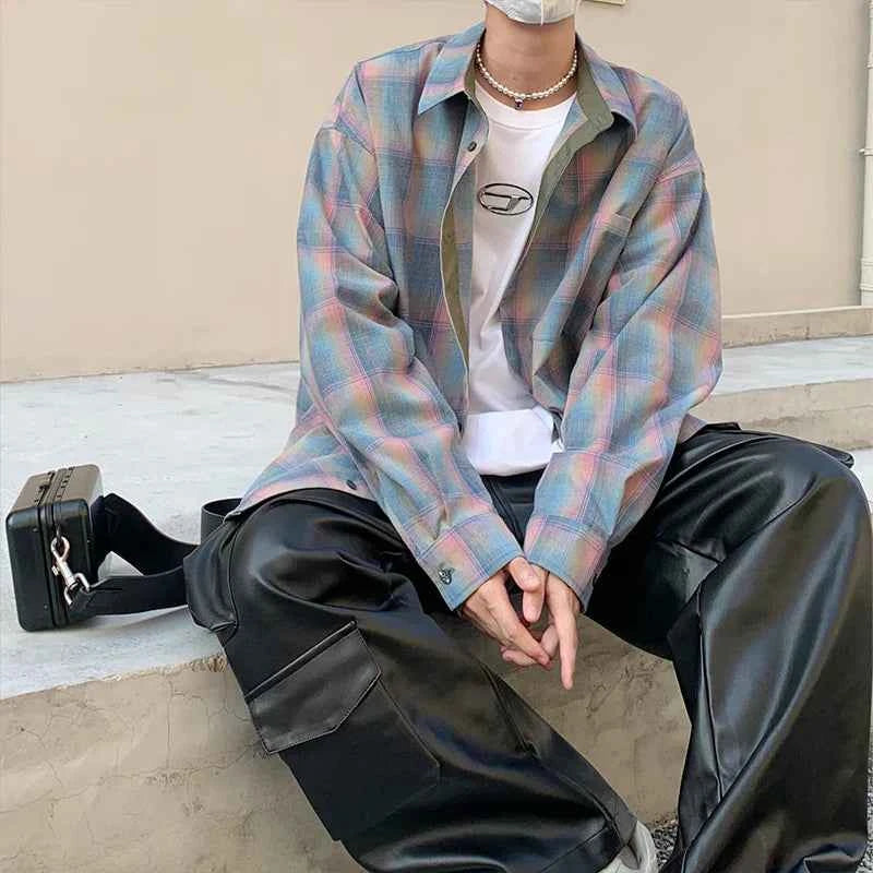 Vintage Plaid Cool Oversized Long Sleeve Shirt