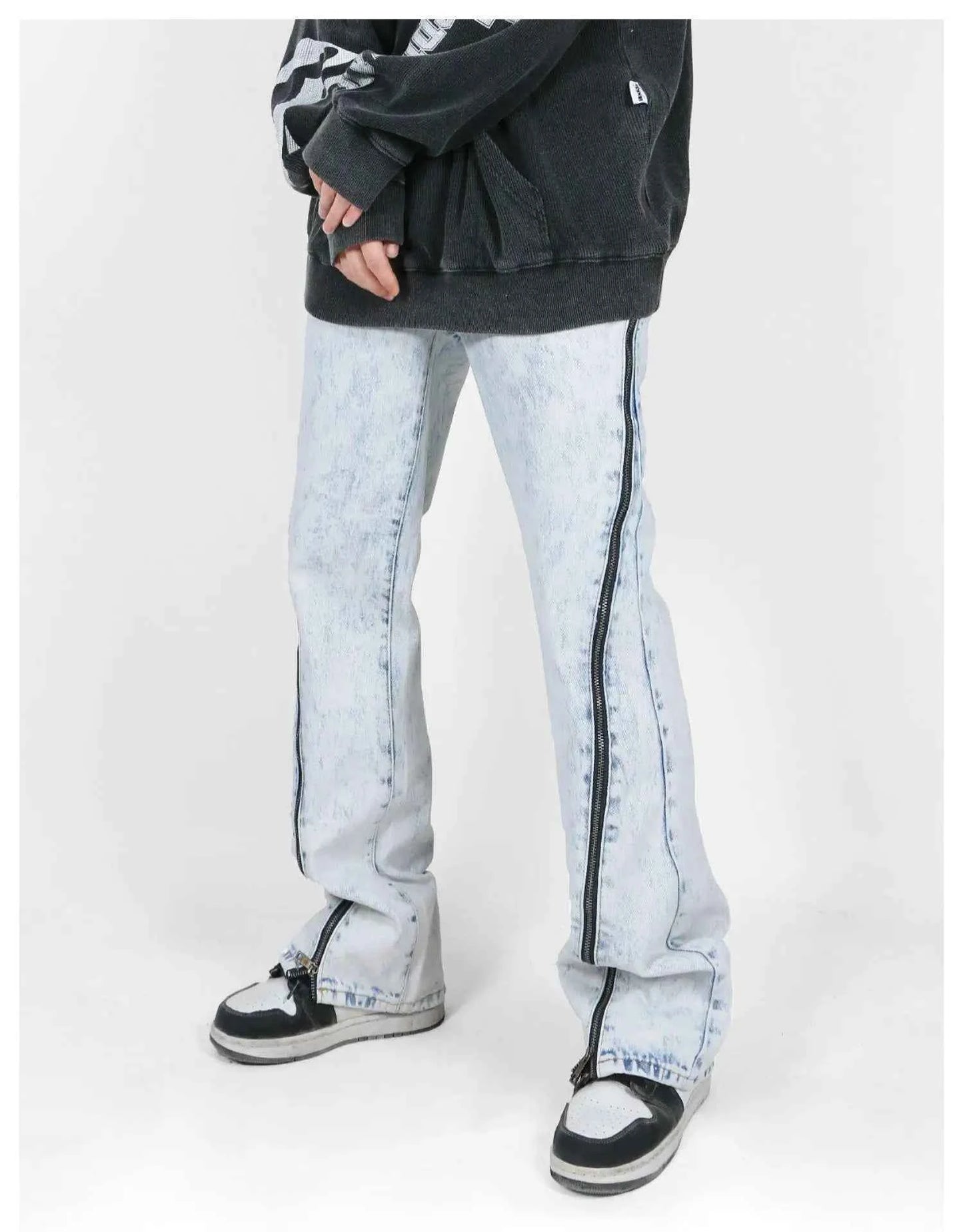Versatile Acid-Wash Flared Denim Jeans