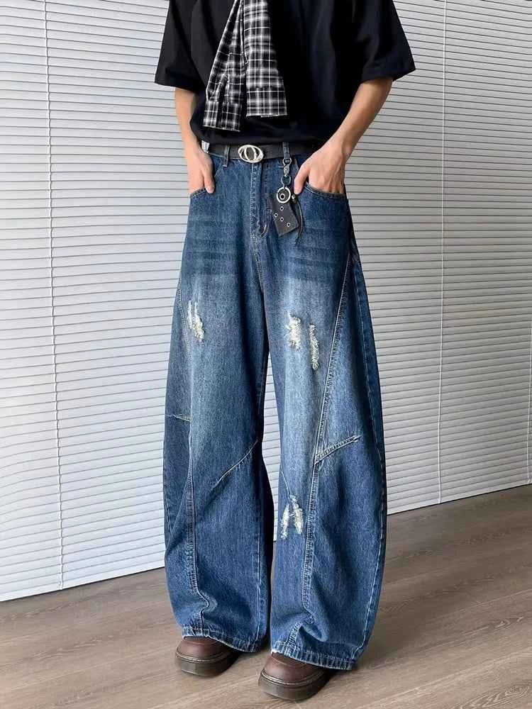 Work & Play Ripped Blue Baggy Stacked Jeans