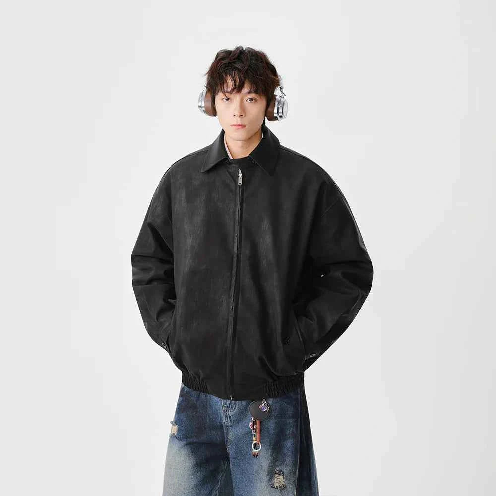 Insulated Faux Leather Loose Fit Jacket