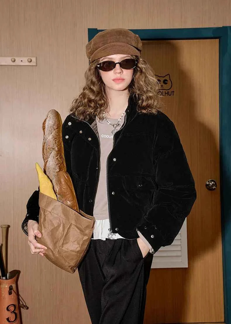 Stylish Vintage Cropped Puffer Casual Jacket