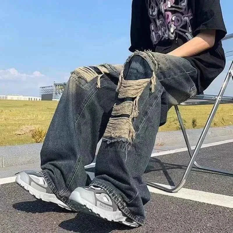 Retro High Street Hip Hop Ripped Jeans