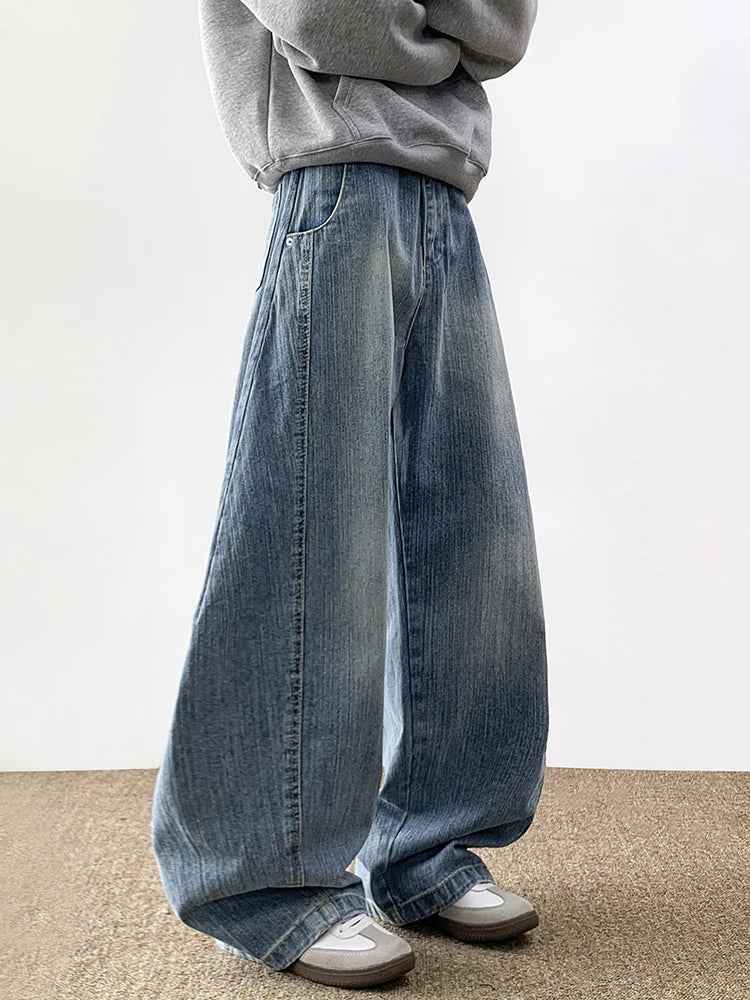 American Style Blue Hip Hop Wide Leg Jeans