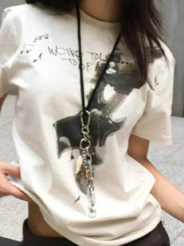 Women Retro Vintage Letter Print Slim Fit T-Shirt