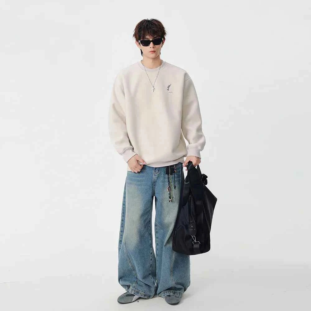 Soft Embroidered Crew Neck Sweatshirt