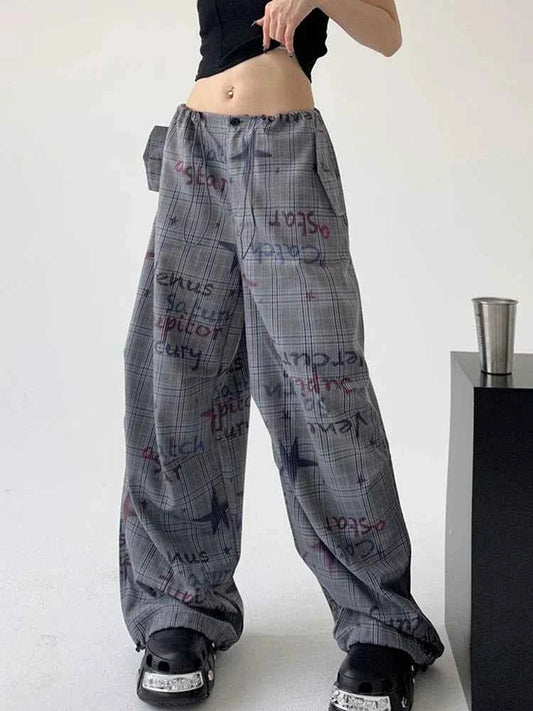 Hand-Painted Vintage Wide-Leg Casual Sweatpants