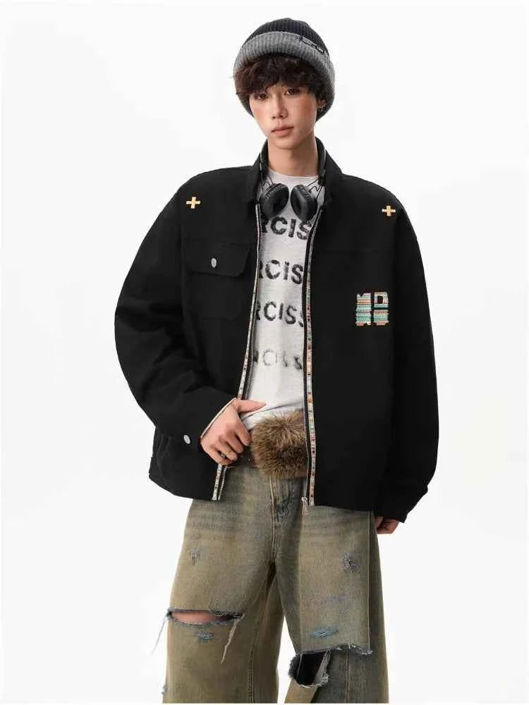 Y2K Trendy Loose Embroidered Lapel Jacket