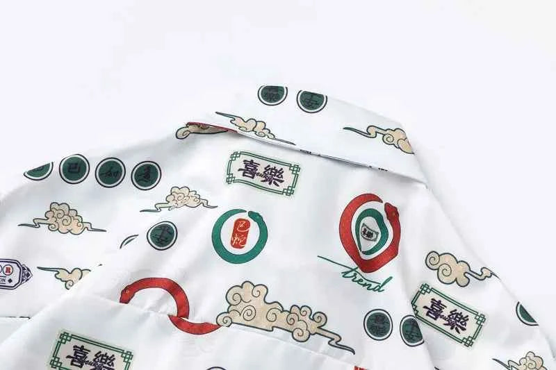 Retro Signature Graphic Printed Beach Shirt