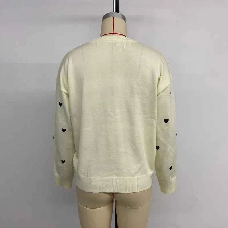 Cozy Flattering Heart Knit Sweater