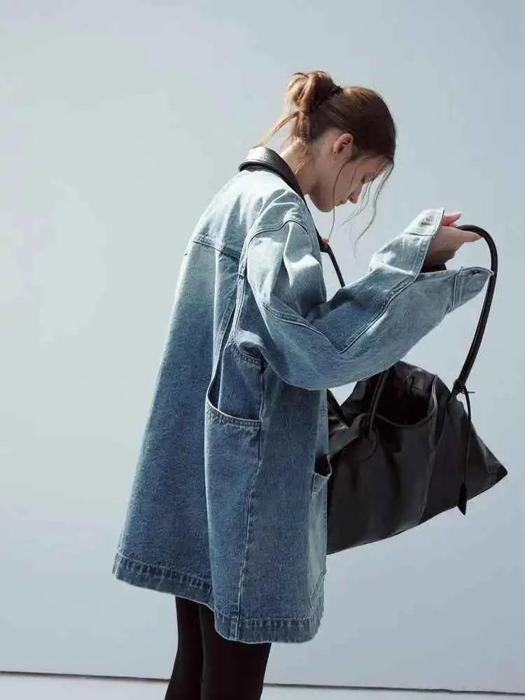 Retro Loose French Splicing Denim Jacket