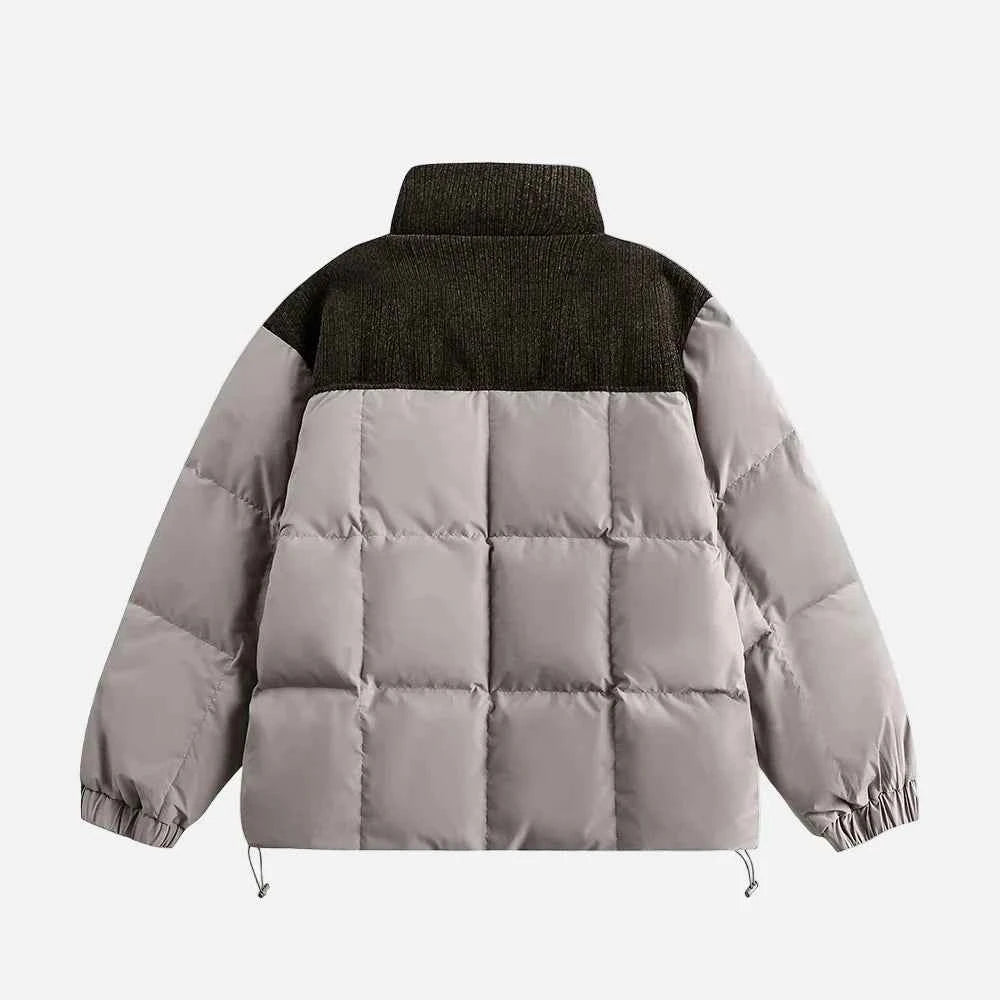 Premium Patchwork Down Drawstring Puffer Jacket