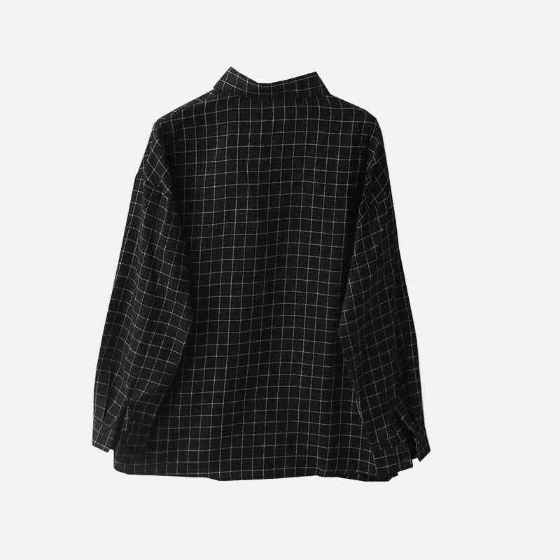 Trendy Korean Style Lapel Plaid Long Sleeve Shirt