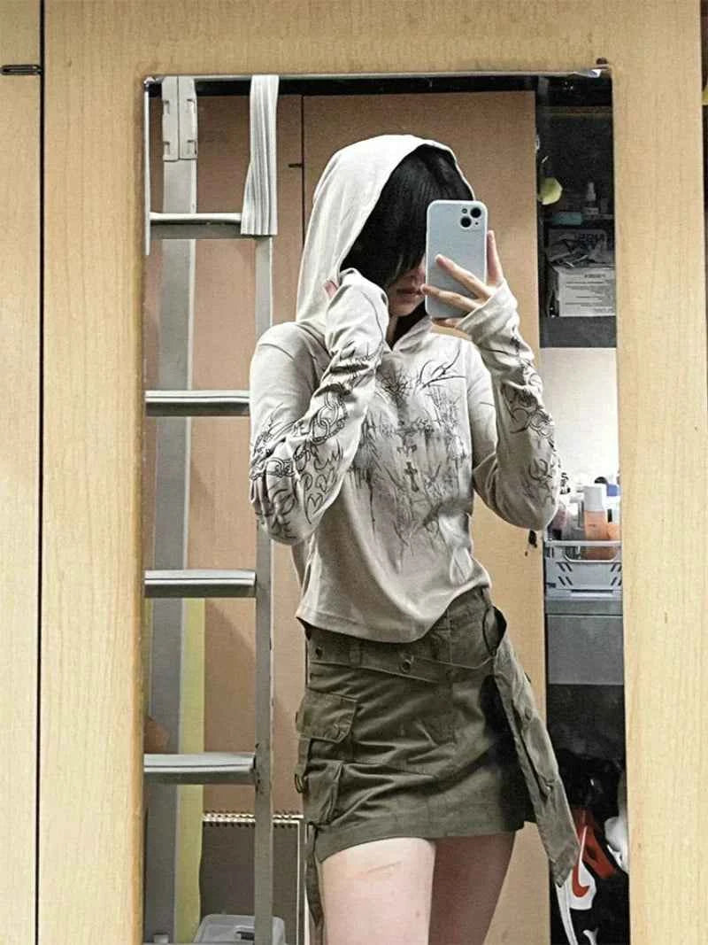 Weekend Uniform Punk Style Grunge Print Hoodie