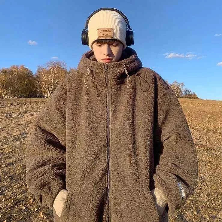 Men's Retro Warm Korean Style Lambhair Winter Jacket