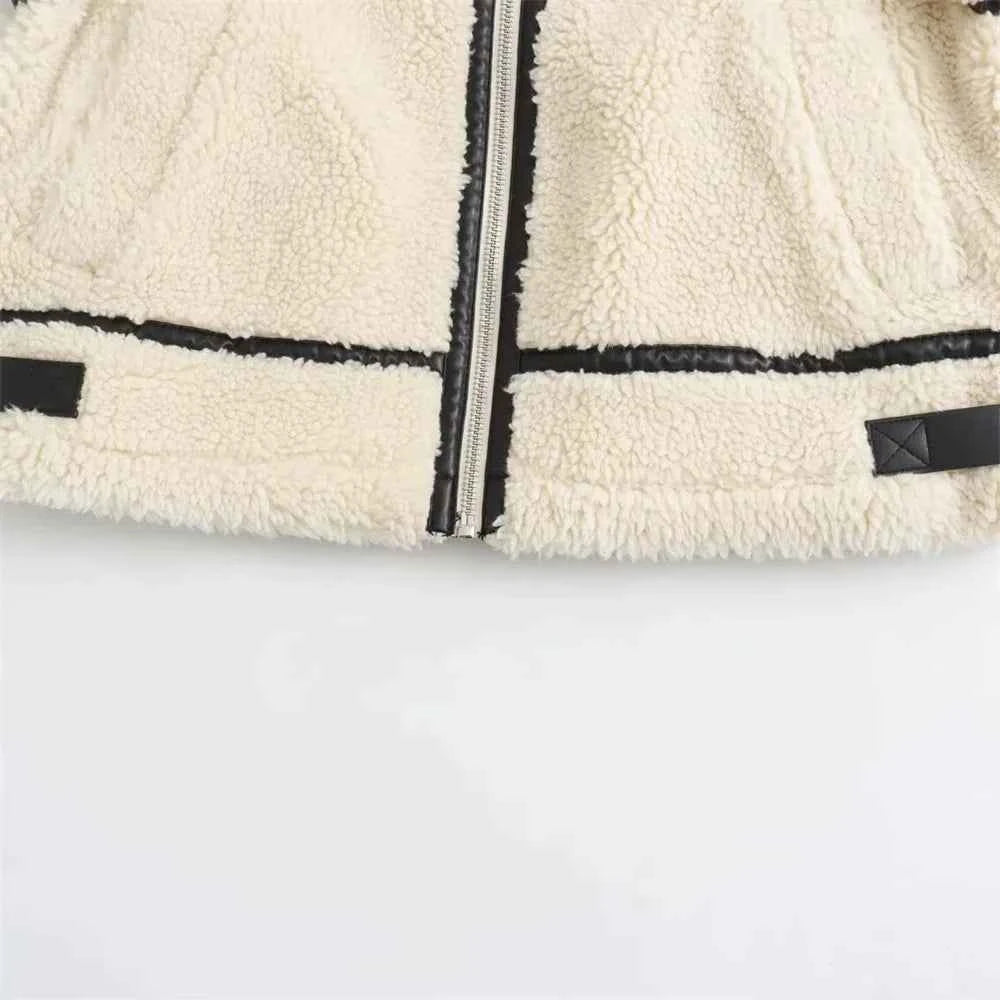 European Style Artificial Faux Fur Motorcycle Jacket