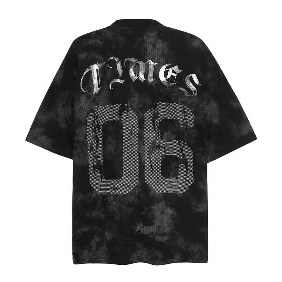 Trendy Oversize Tie Dye Ripped Short Sleeve T-Shirt