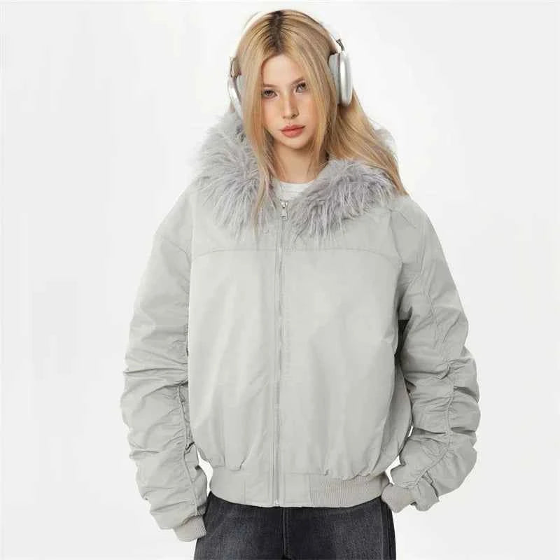 Stylish Lightweight Padded Fur Down Jacket