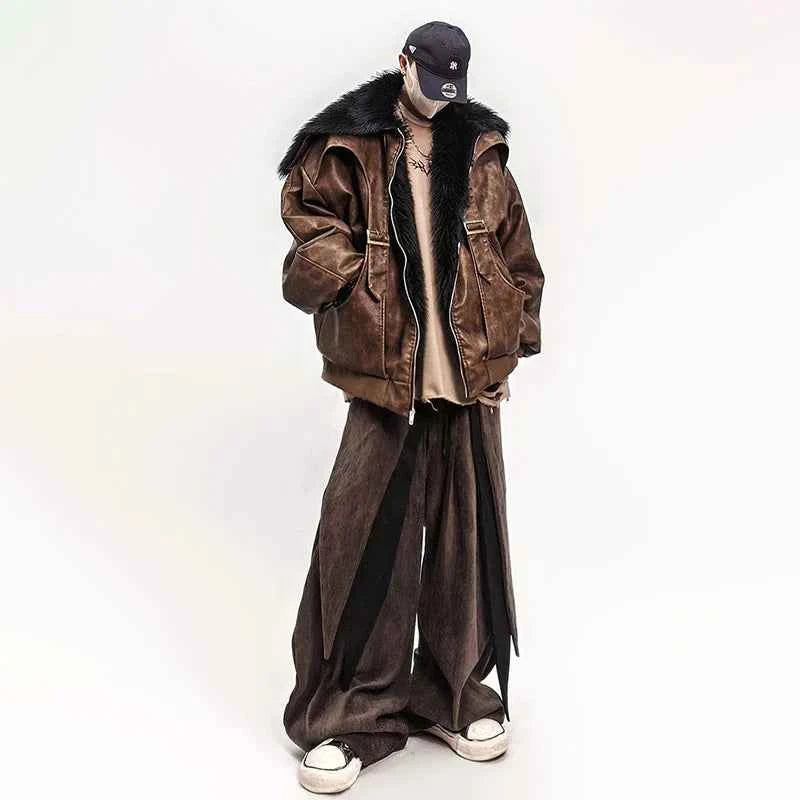 Luxurious High Quality Faux Fur Leather Hooded Jacket