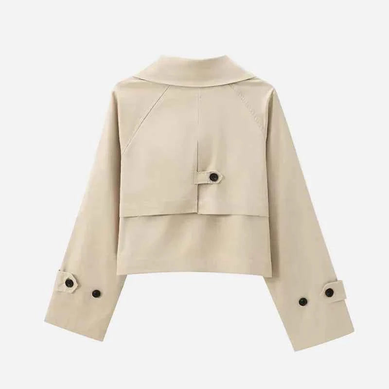 Vintage Double Breasted Lapel Neck Trench Jacket