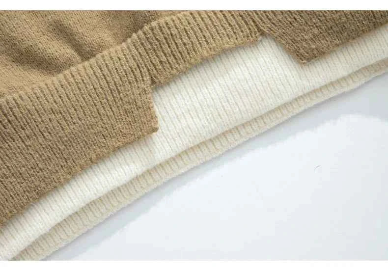 Y2K Soloid Color Patchwork Ripped Knit Sweater