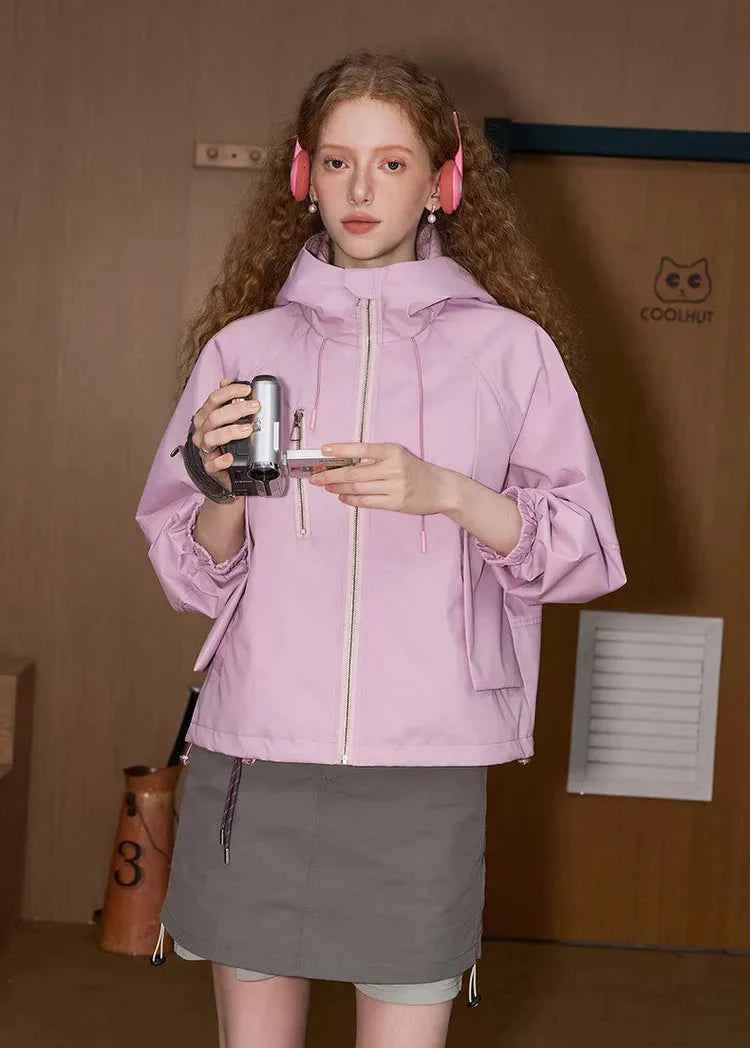 Y2K Drawstring Utility Windbreaker Slimming Jacket