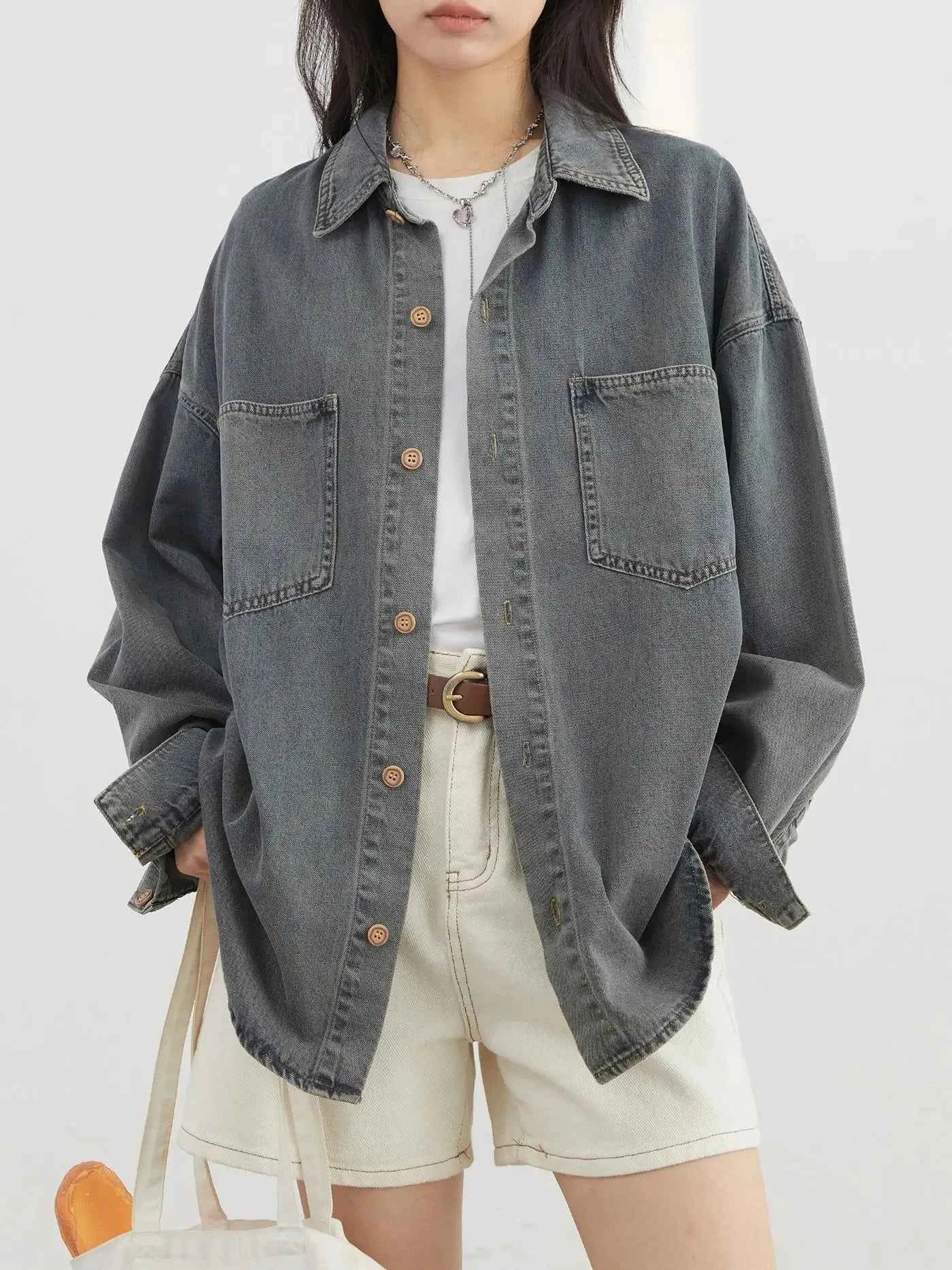 Women Retro Chic Hip Hop Loose Denim Jacket